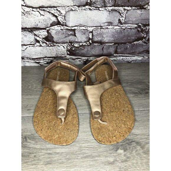 Feel Grounds Seaside Luxe Rose Pink Leather Strap Cork Flat Sandals Women Sz 42 - Picture 10 of 16